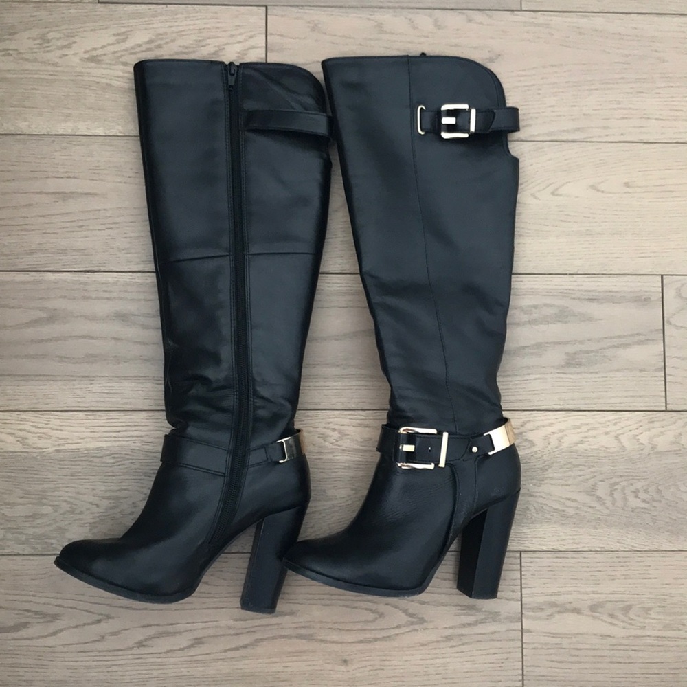 Aldo Knee-high Black Leather Boots